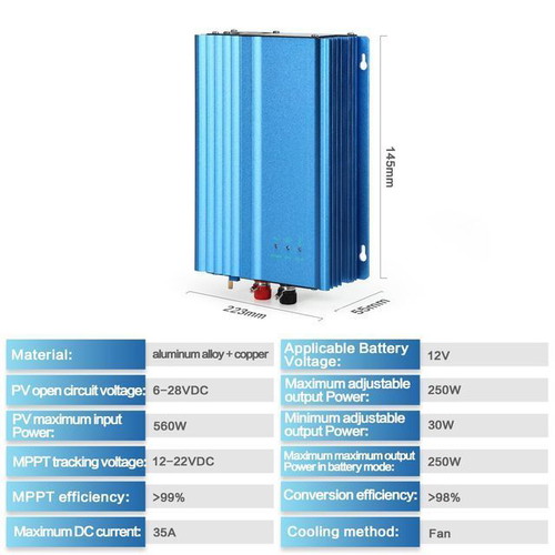500Watt 24V Solar Micro Inverter Pure Sine Wave MPPT DC26V-45V to AC230V