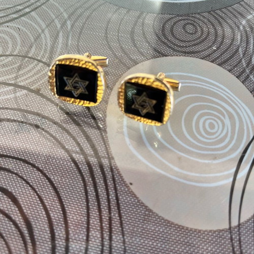 Cufflinks with Israeli Pentagram in Black Frame like new