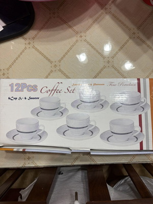 Teacup set, 12 pieces, porcelain