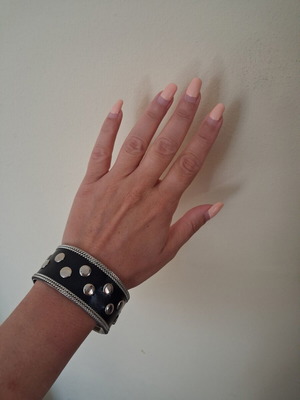 Metal bracelet with studs like new, leather and metal