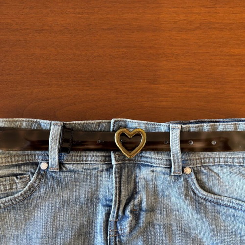 Moschino Jeans vintage tortoiseshell belt with heart buckle, like new