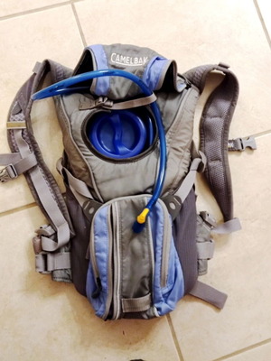 CamelBak hydration backpack with water reservoir, like new, gray/blue