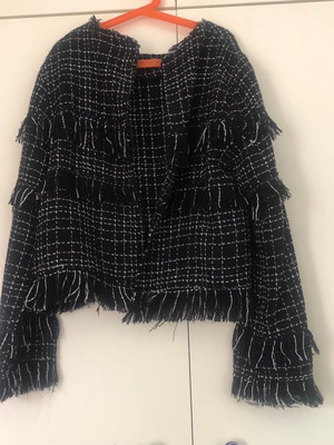 Zara women's cardigan used, black, chanel style