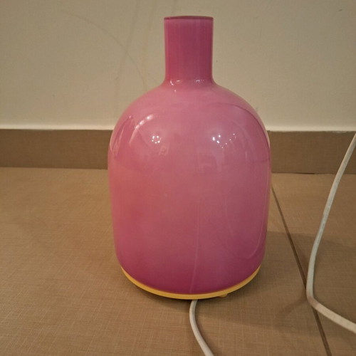 Glass bedside table lamp like new, pink