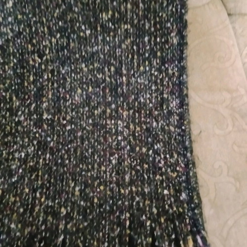 Knitted scarf like new, grey and brown with fringes