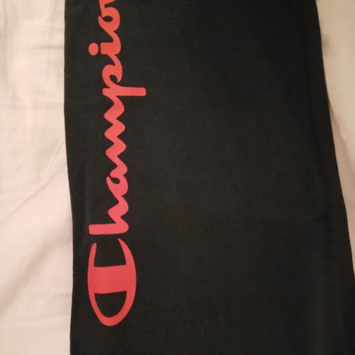 Champion Black Track Pants with Large Logo, Like New