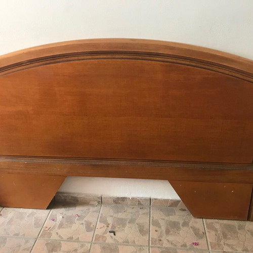 Wooden bed headboard used, double, natural wood