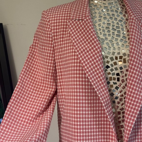 Zara blazer size M gingham pink and white like new