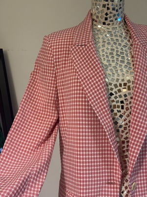 Zara blazer size M gingham pink and white like new