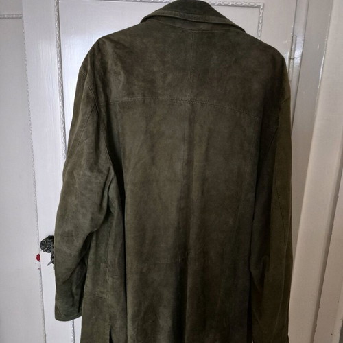 Ulla Popken leather suede jacket used, green, XXXL
