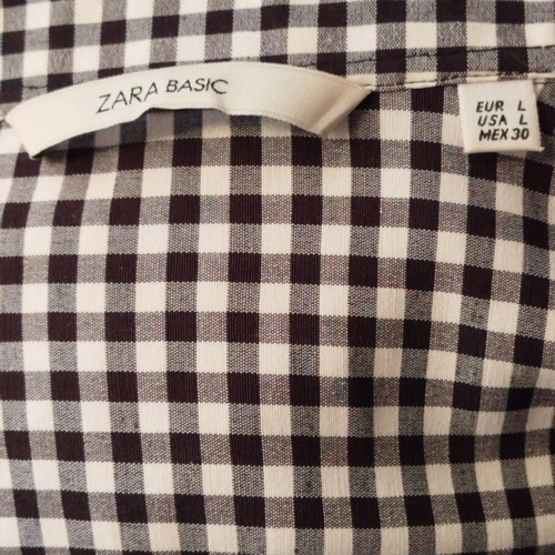 Zara Basic shirt with 3/4 sleeve gingham black and white like new