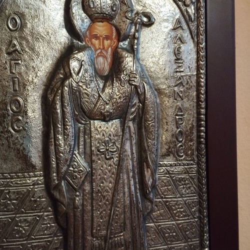 Orthodox silver icon of Saint Alexandros like new
