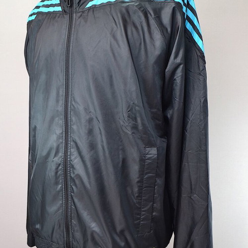 Adidas Adis Track Top with turquoise three-stripe shoulders, size L