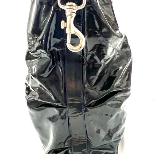 Stuart Weitzman patent leather shoulder bag used, gray