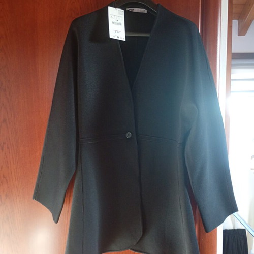 Zara knit long blazer black size large new with tags