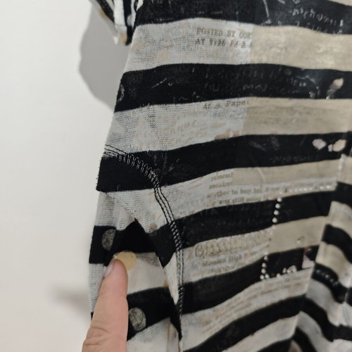 Transparent short-sleeve hoodie top used, black and white, size S/M