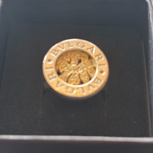Bulgari ring silver gold 925 & 585 like new with zircon