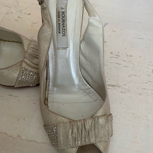 J Bournazos gold sandals like new, 10cm heels, size 37