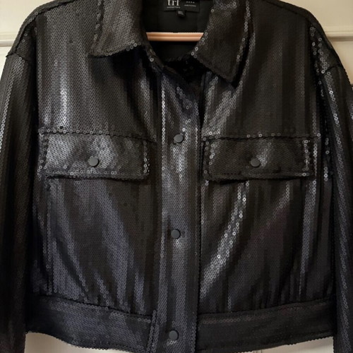 Zara Black Crop Jacket With Sequins New