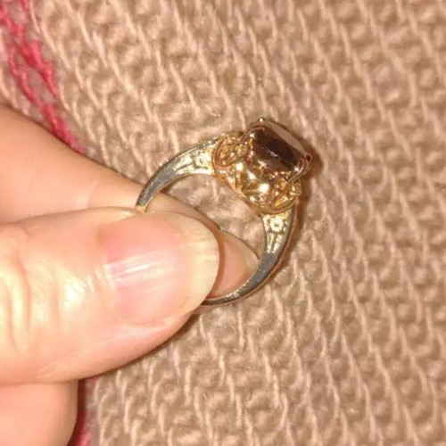 Isaura ring new with yellow gold plating and smoky quartz stone