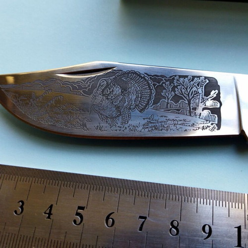 Schrade Limited Edition 2008 Handmade Knife with Turkey Engraving New