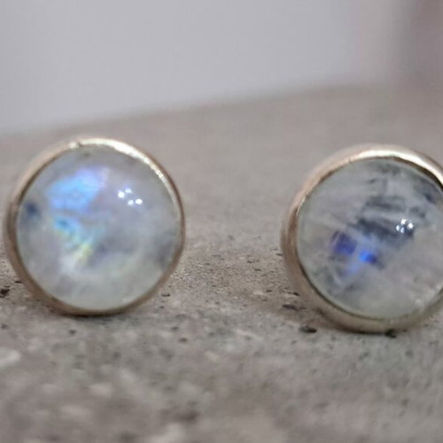 Silver earrings 925 with rainbow moonstone like new