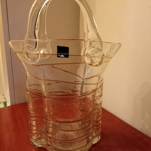 Leonardo decorative vase like new basket-shaped with gold stripes
