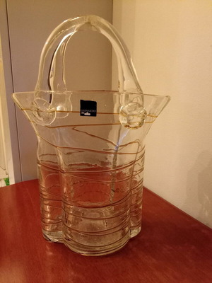 Leonardo decorative vase like new basket-shaped with gold stripes