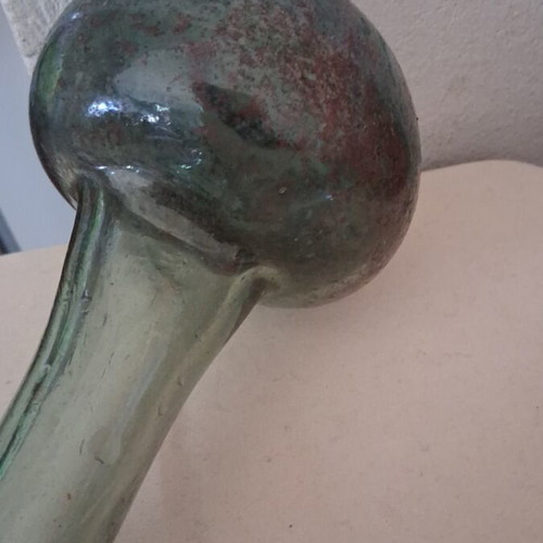 Green carafe made of natural glass vintage, like new