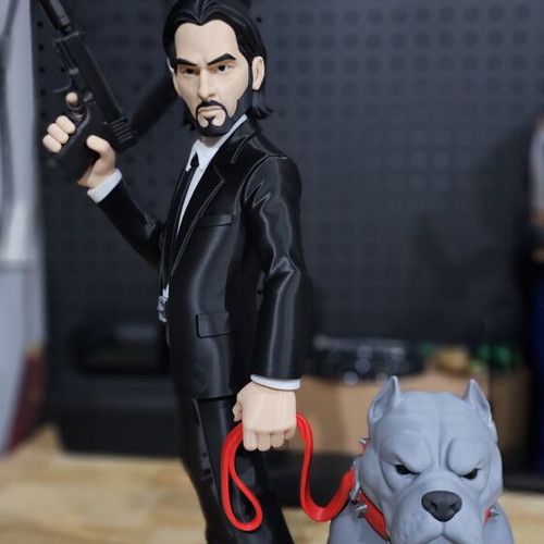 John Wick figure with pitbull, 45cm, like new