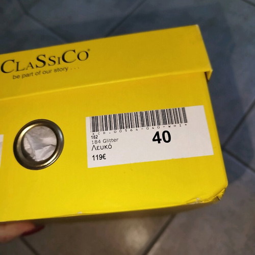 Πέδιλο λευκό με gliter No40 Classico σαν καινούργιο