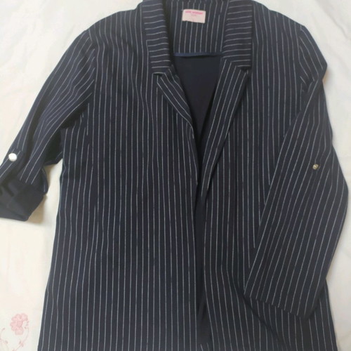 Pink Woman jacket used, dark blue with thin stripe, no buttons