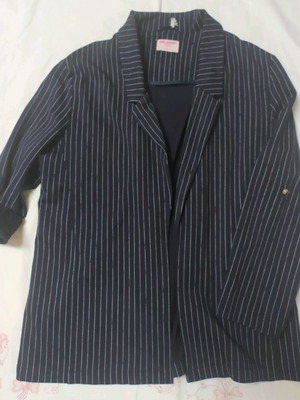 Pink Woman jacket used, dark blue with thin stripe, no buttons