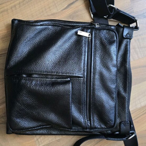 Men's leather shoulder bag ART like new, black