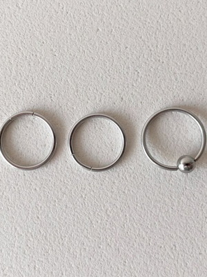 Сет от 3 стоманени обеци-халки като ново, диаметър 20 и 21 мм