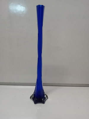 Cobalt blue art glass vase used, tall 40 cm