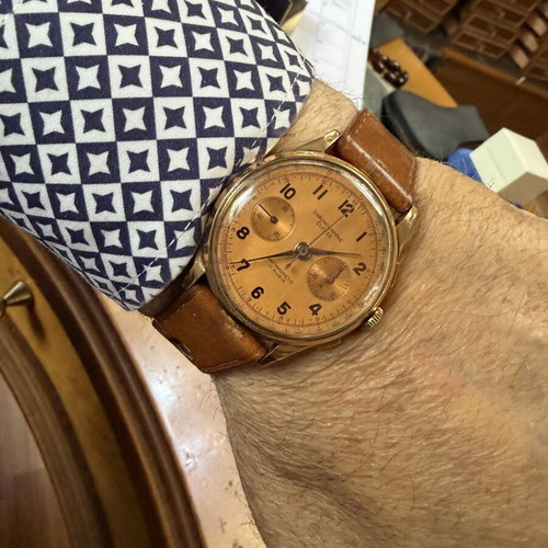 Chronographe Suisse vintage chronograph 18K gold used