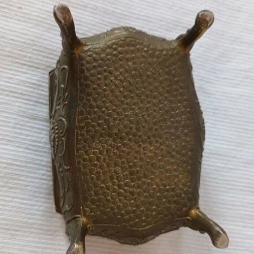 Bronze carved jewelry box used, 11x7 cm