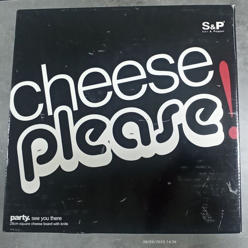S&P porcelain cheese platter new, square 28x28 with knife