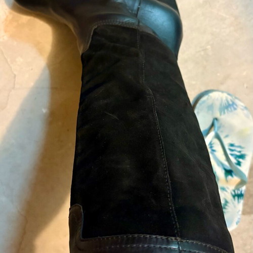 Spanish leather and suede boots like new, size 37.5-38, black