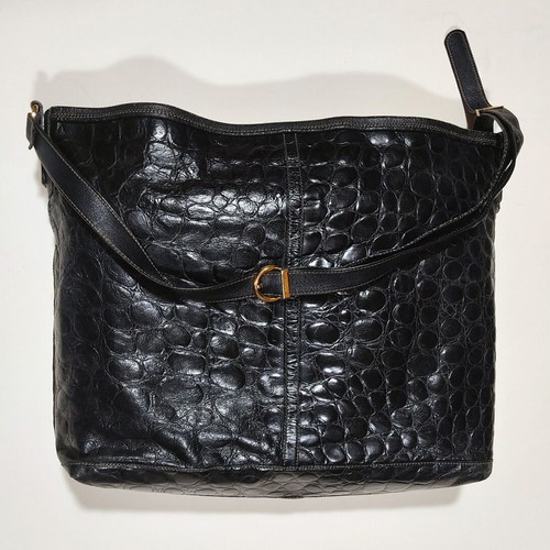Ferre Original Vintage 90s Black Leather Shoulder Bag used