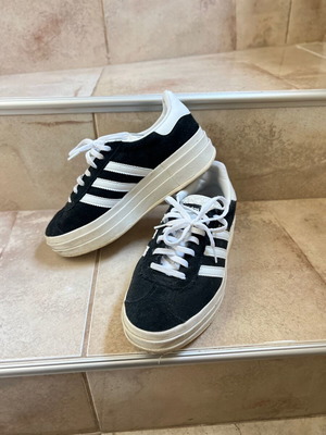 Adidas Gazelle Bold sneakers used, black with white platform sole, size 38.5