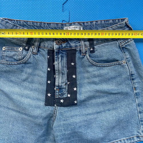 Y2K high-waisted star patchwork denim shorts Pull & Bear like new, size M