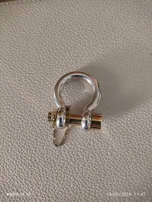 Bottega Venetta unisex ring silver 925 and gold plated silver, like new