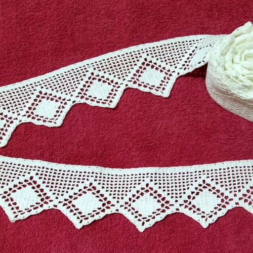 Handmade Crochet Lace 5.85 Meters New, White Cotton Thread