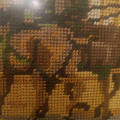 Hand-embroidered textile painting from 70-80s like new