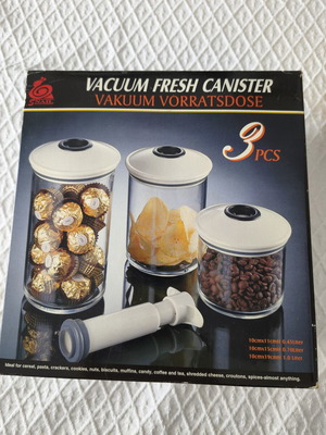 Vacuum Fresh Canister Set of 3 with Manual Pump, New