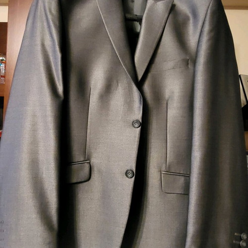 Prince men's suit new, grey silver, jacket size 52, trousers 46