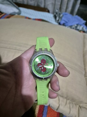 Swatch watch used, waterproof sports with chronograph, green