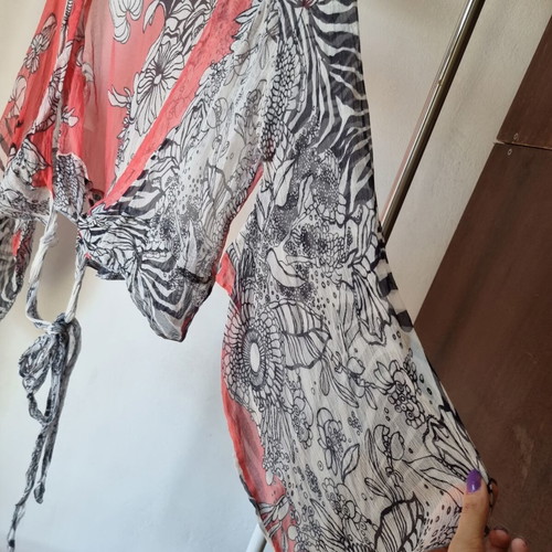Toi&Moi silk blouse, colorful, boho wrap shirt